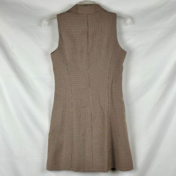 Neiman Marcus Houndstooth Sleeveless Zip Collared Dress 7/8 - Picture 2 of 10